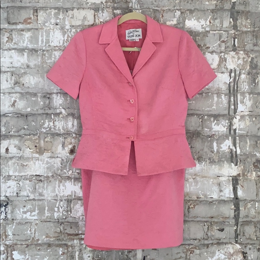 Vintage Rickie Freeman Teri Jon Pink Skirt Suit